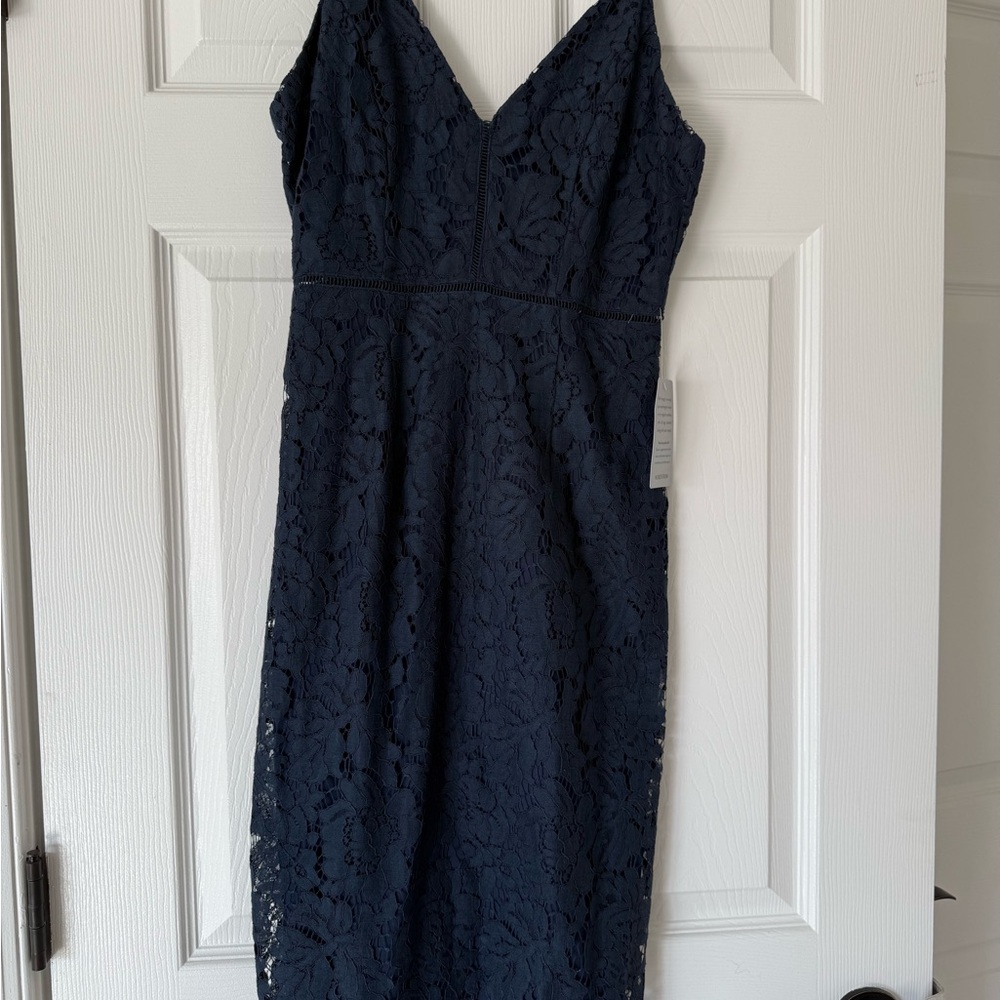 Astr Navy Lace Dress